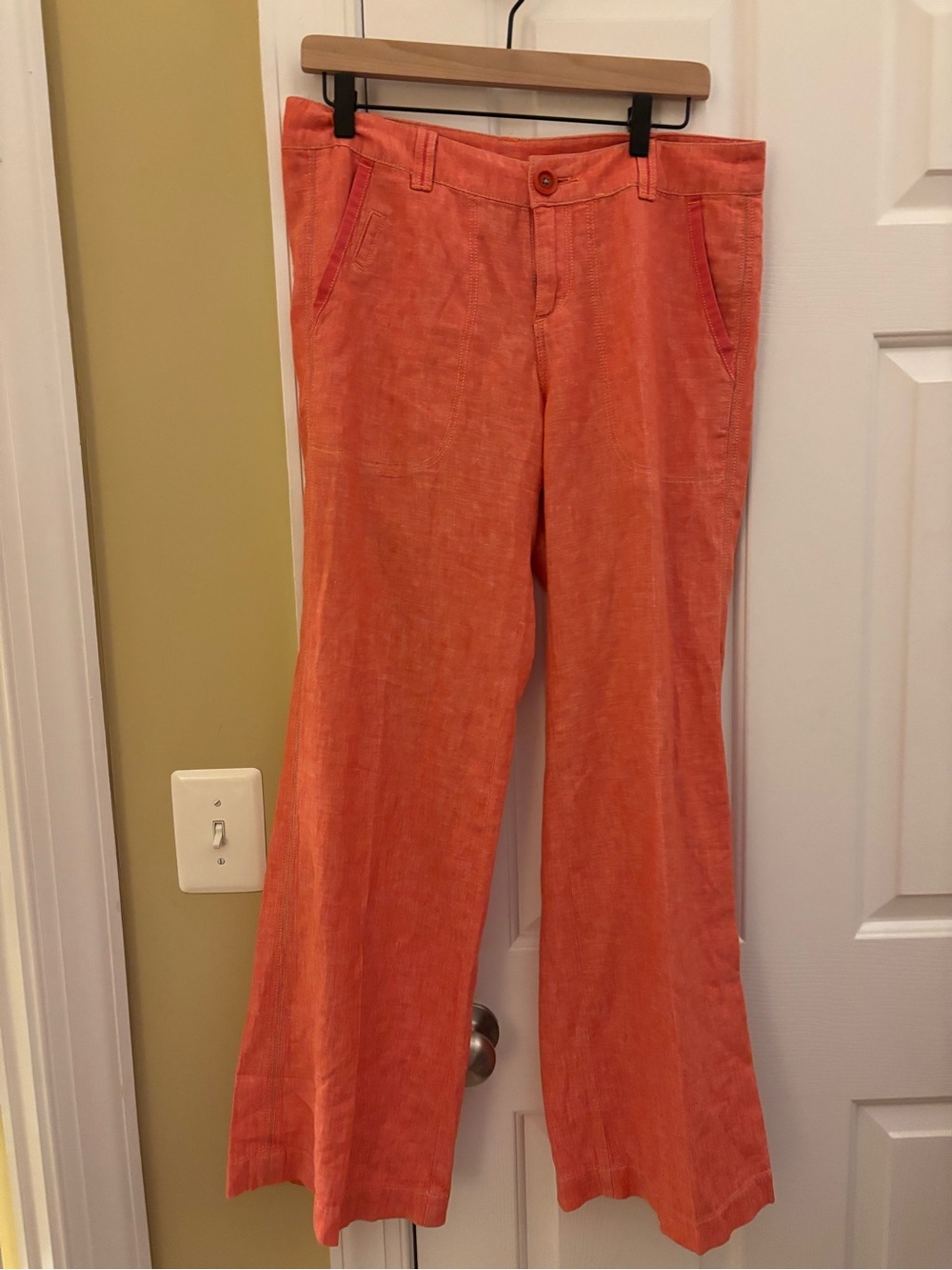 Pilcro and the Letterpress Coral Wide-Leg Linen-Blend Pants Size 6